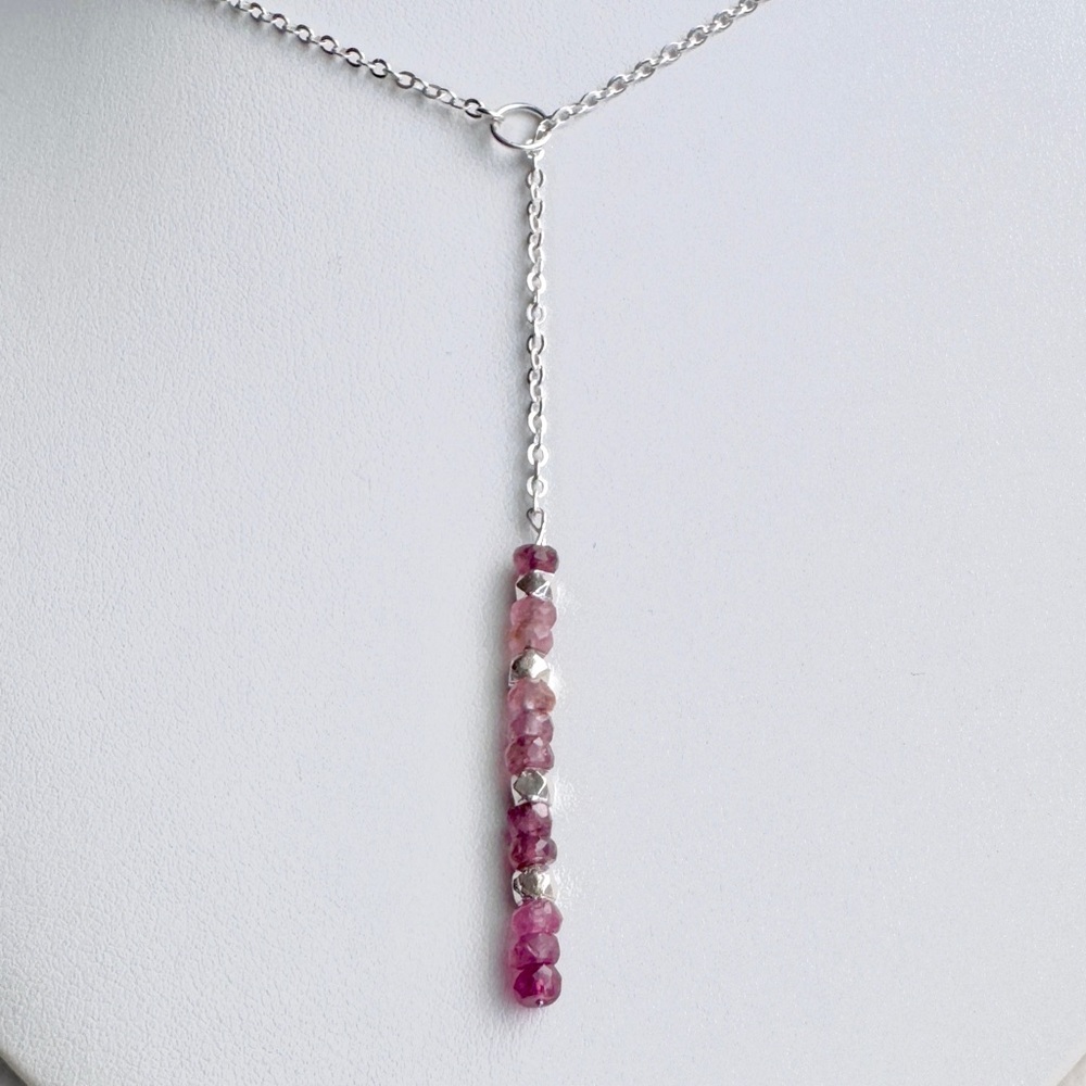 Pink Tourmaline Sterling Silver Y/ Lariat Necklace MADE TO ORDER